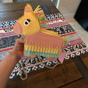 B. Rosy Pinata Horse Llama Crossbody Chain Purse NWT